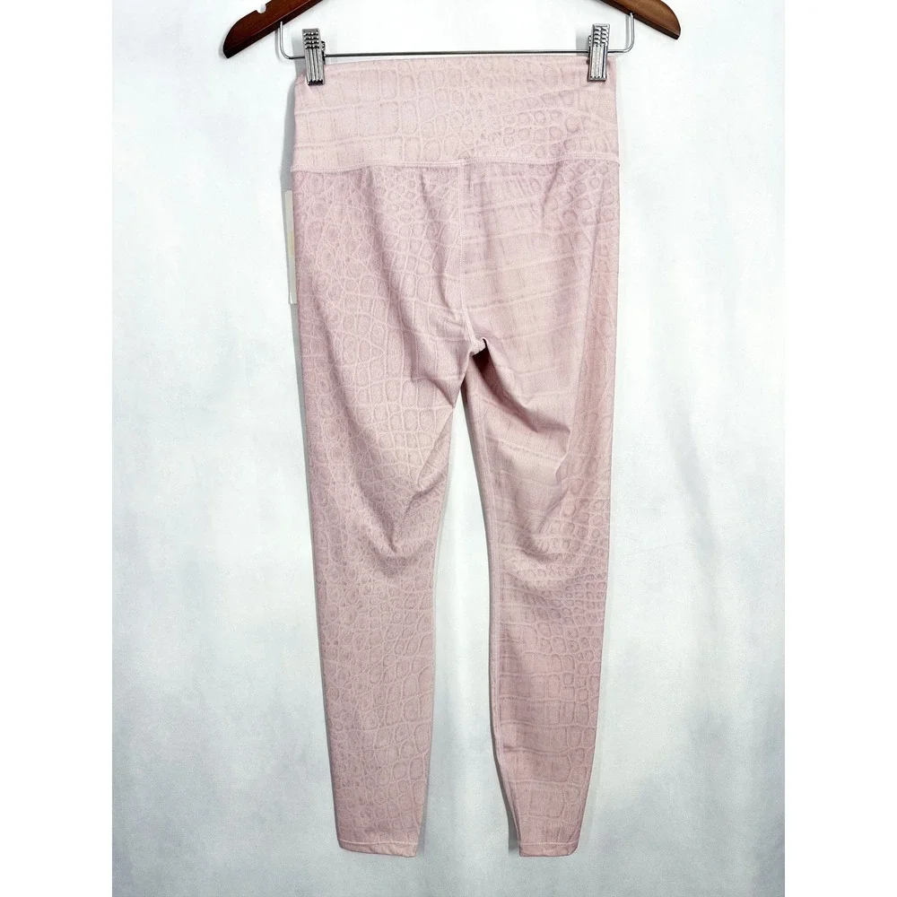 Varley Luna Legging Pink‎ Croc Embossed High Waist 7/8 Yoga Pants Size Small NWT